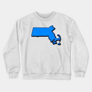 Bright Blue Massachusetts Outline Crewneck Sweatshirt